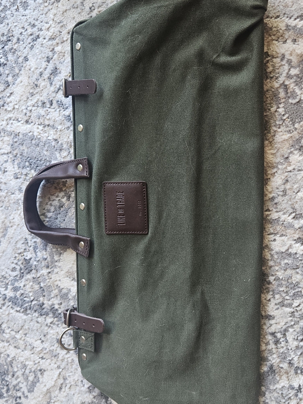 Line And Travel Olive Canvas Duffel with Dark Brown Trim